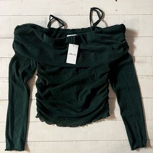 NWT Willow & Root Cold Shoulder Metallic Top